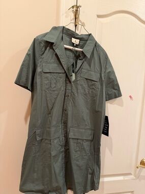 Tuckernuck Short-Sleeve Utility Shirt Dress in Army Green